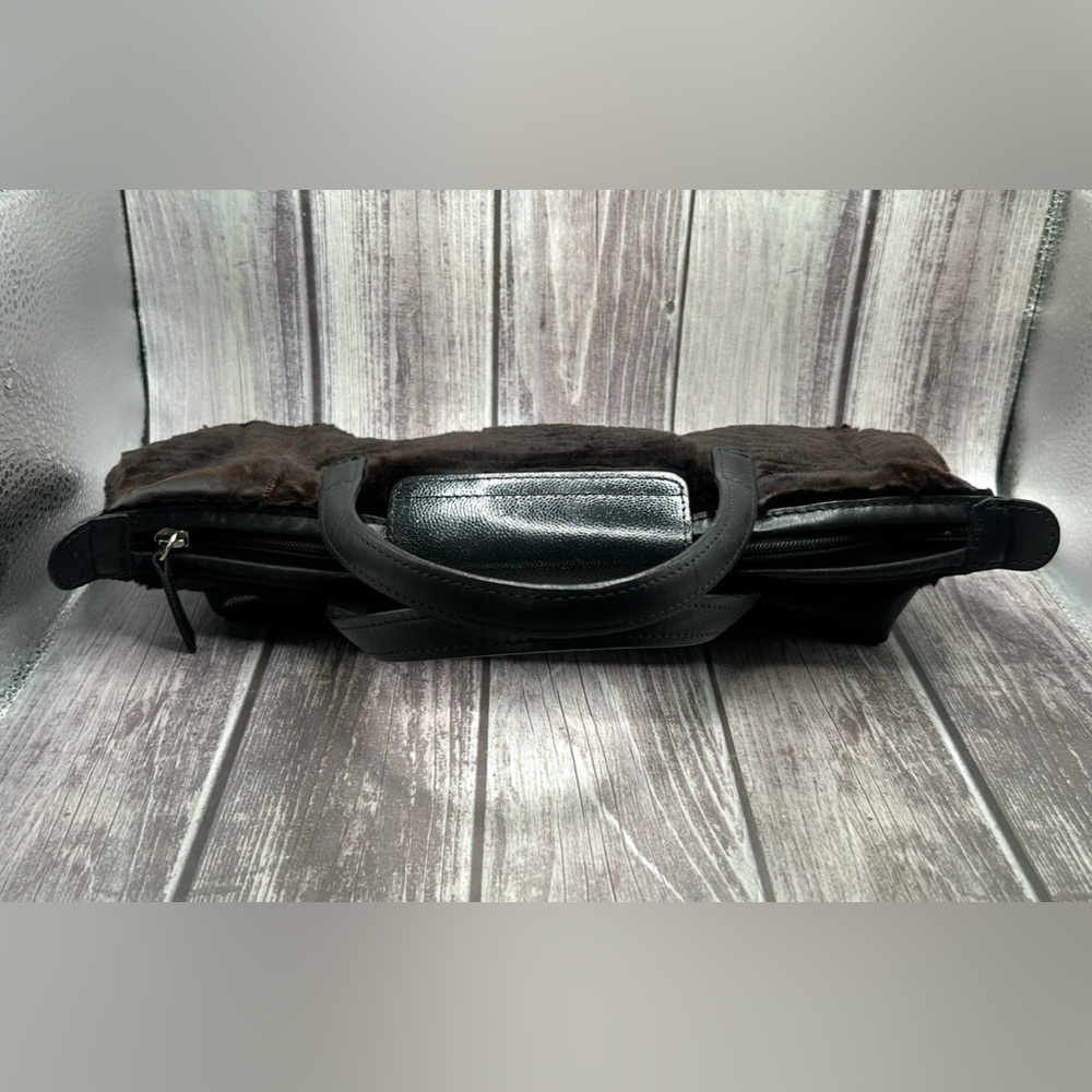 LONGCHAMP Fur & Leather Mini Handbag Brown Black RARE - Picture 8 of 16